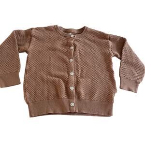 H&M Girls Light Brown Waffle Knit Cardigan - 18-24 Months